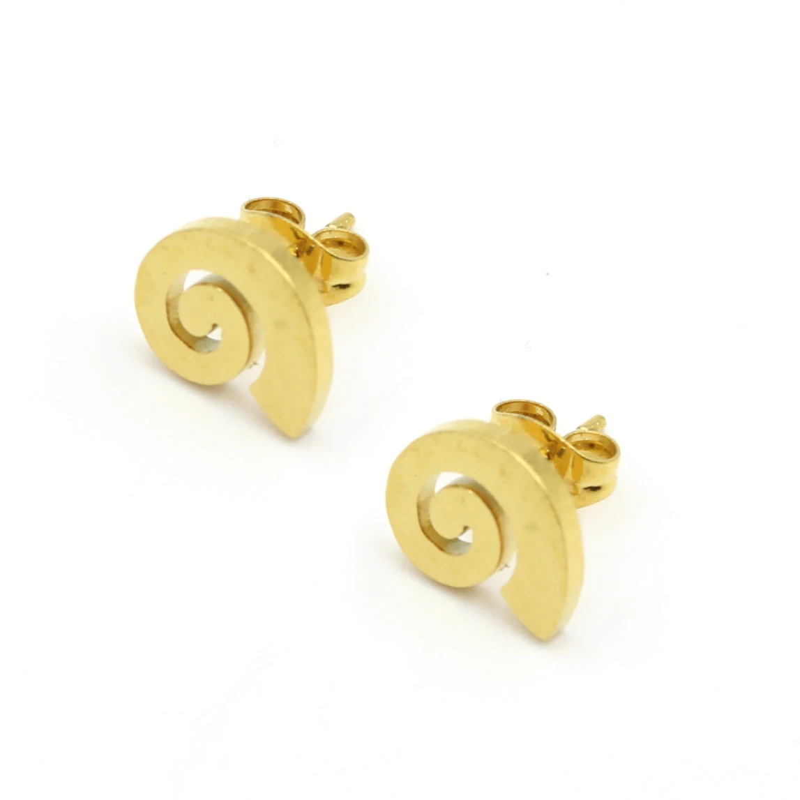 Aretes Acero Dorado Caracol Naturaleza