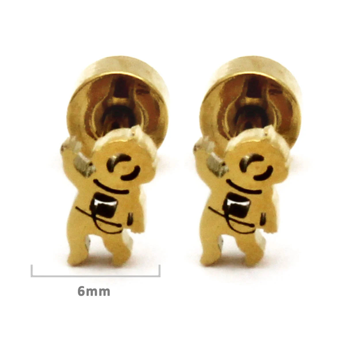 Aretes Tipo Broquel Dormilon Acero Dorado Astronauta