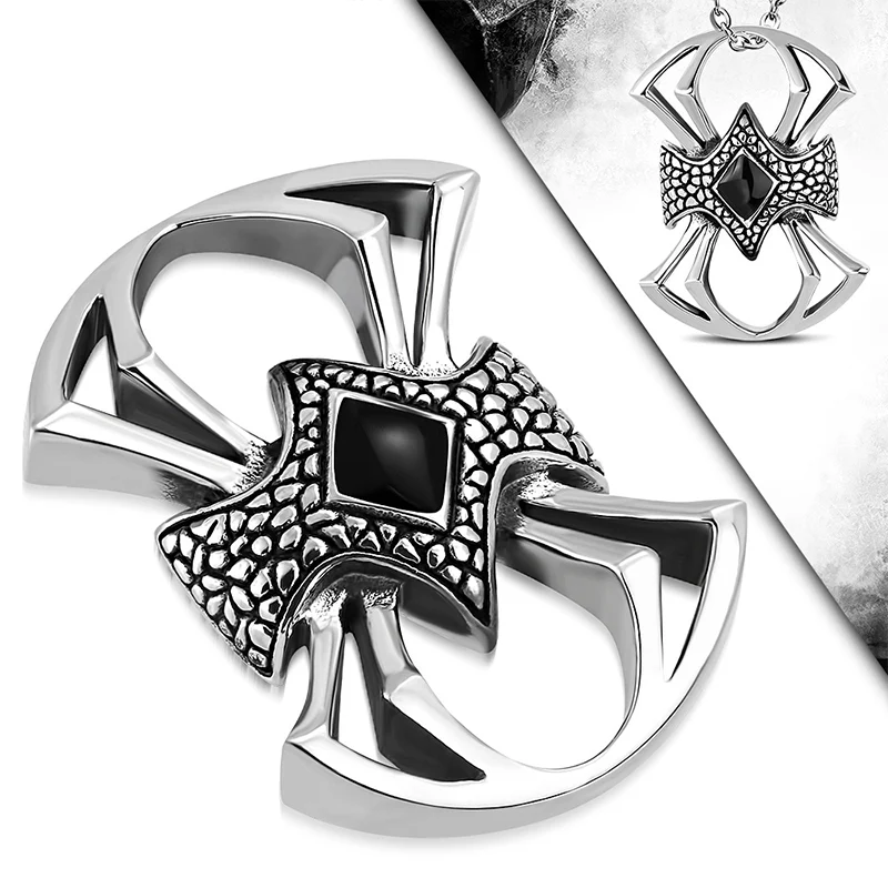 Dije Acero Hombre Biker Listón Zirconia Chopper Moto 1%