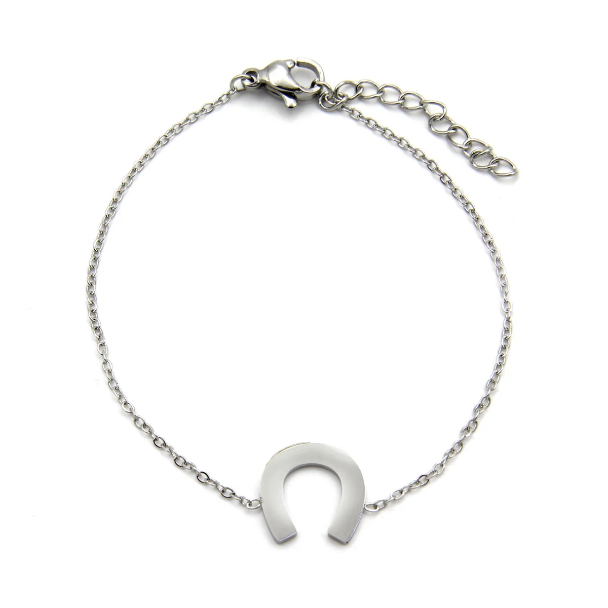 Pulsera Acero Plateado Herradura Simbolo De La Suerte