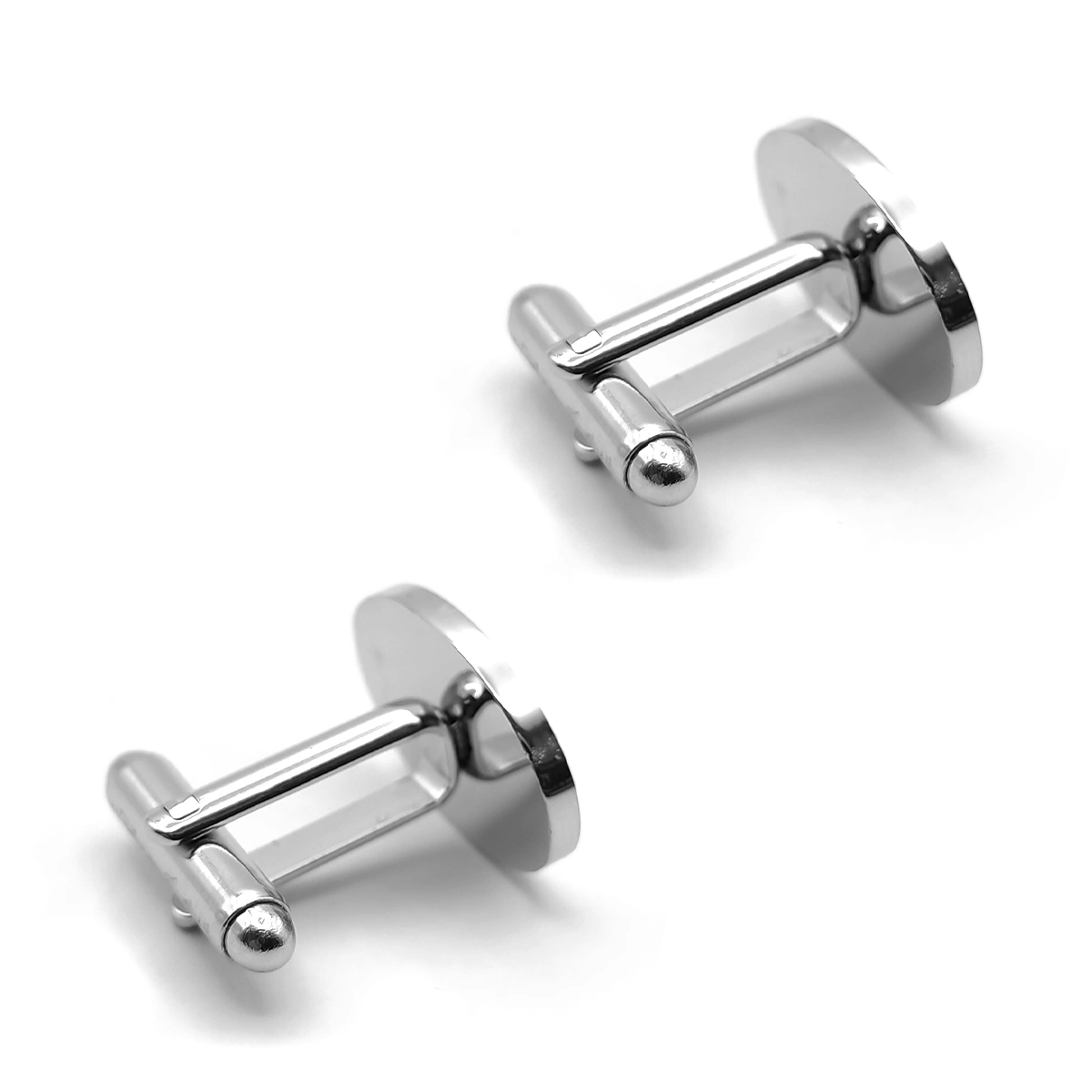Mancuernillas Acero Plateado Oval Liso Para Grabado