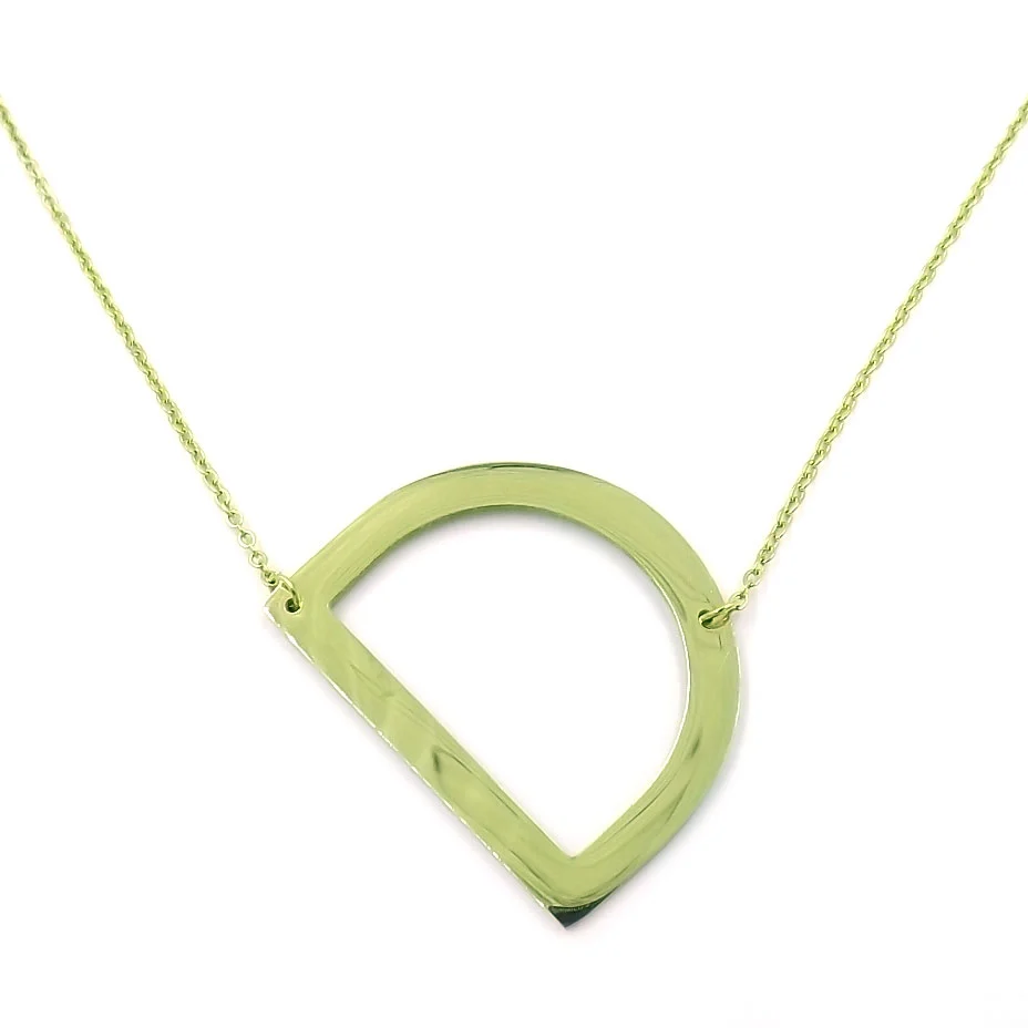 Collar Acero Inoxidable Dorado Letra D Gigante