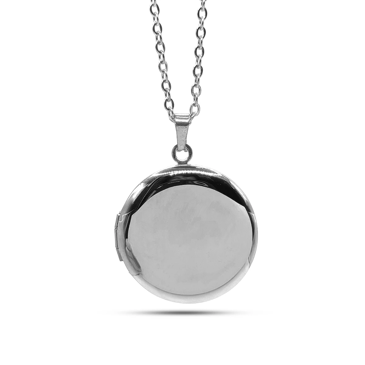 Collar Acero Inox Relicario Redondo Para Grabado 27 mm