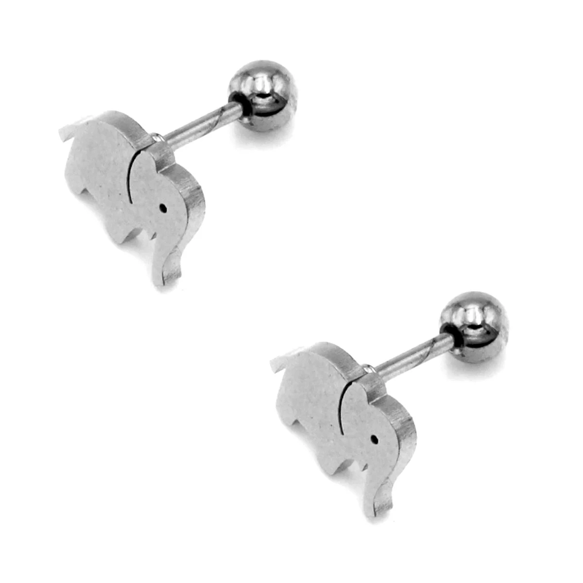 Aretes Tipo Broquel Dormilon Acero Plateado Elefante