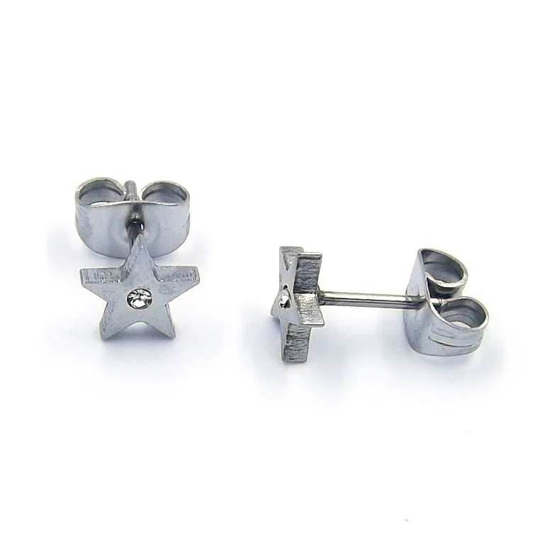 Aretes Acero tipo Broquel Estrella Chispita Plateado