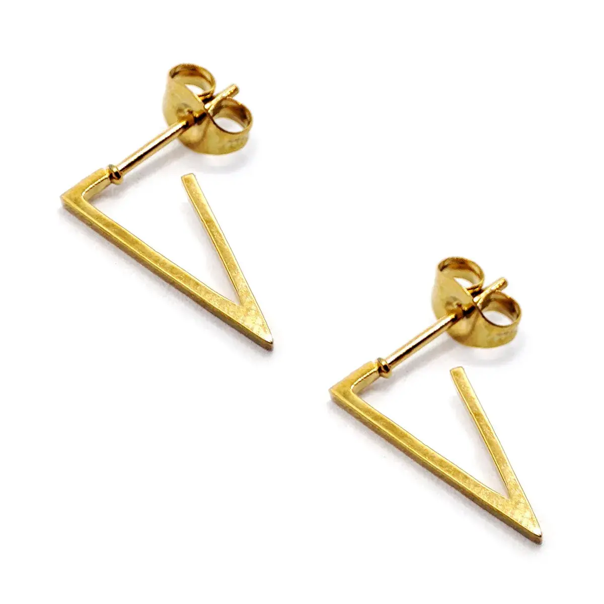 Aretes Mujer Acero Dorado Triángulos Isósceles Invertido
