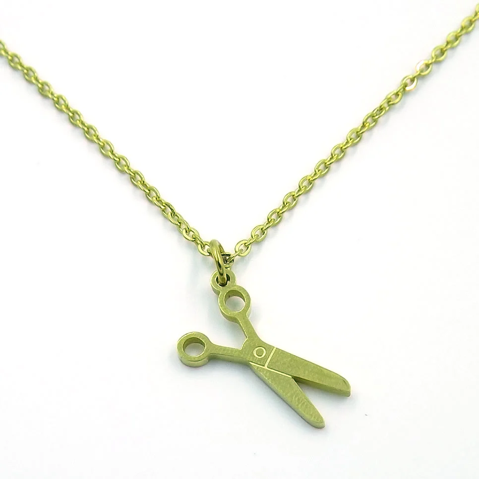 Collar Acero Dorado Tijeras Corte Estética