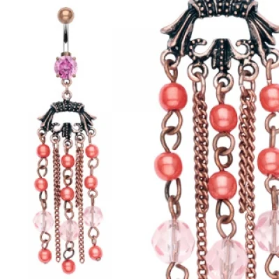 Piercing para ombligo Diseño Candelabro con Perlas