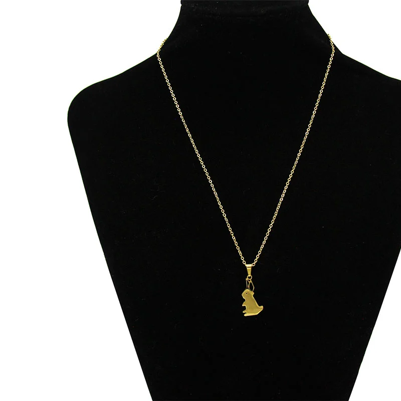 Set de Joyeria Acero Dorado Conejos Conejitos