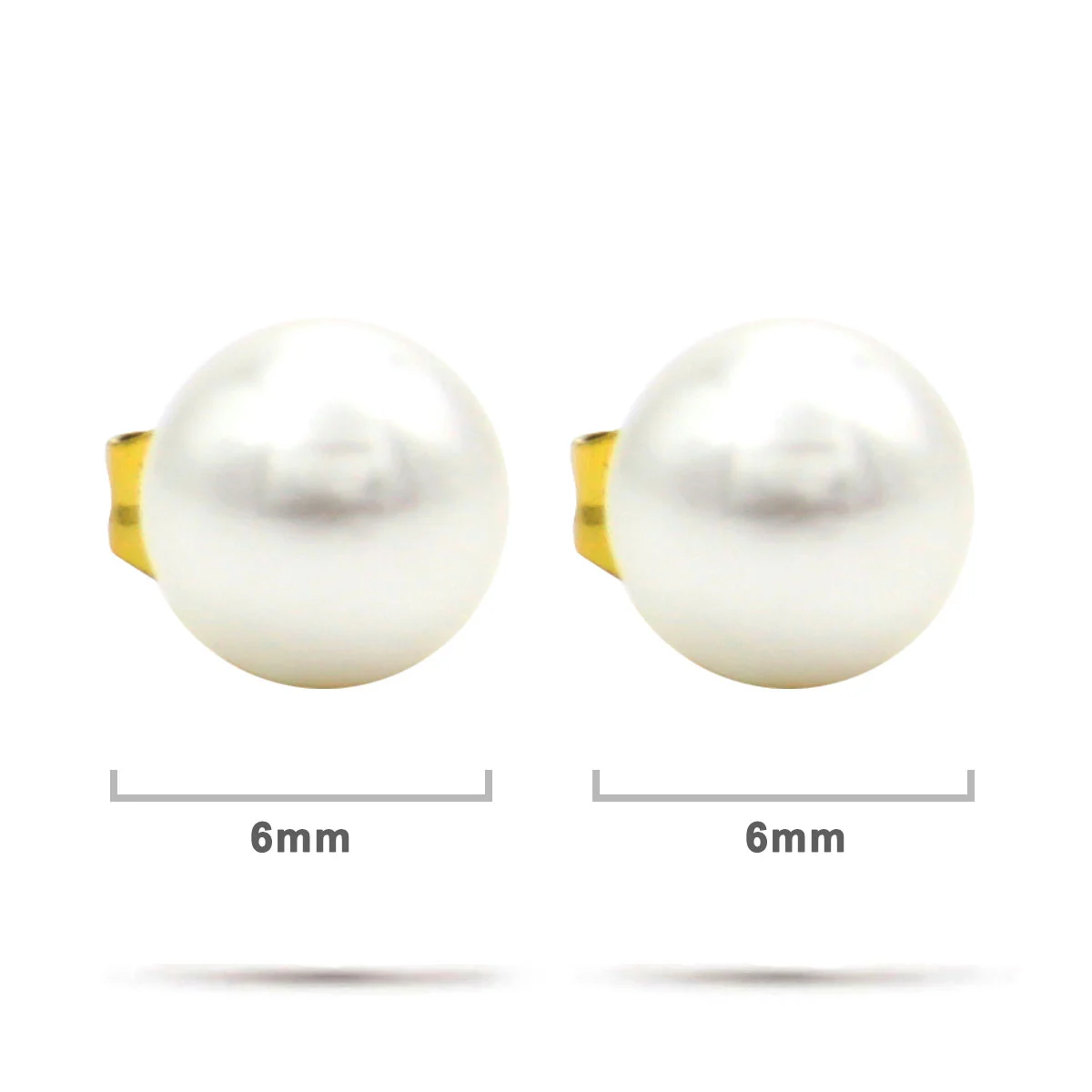 Aretes Acero Dorado Tipo Broquel Imitacion Perla 6mm