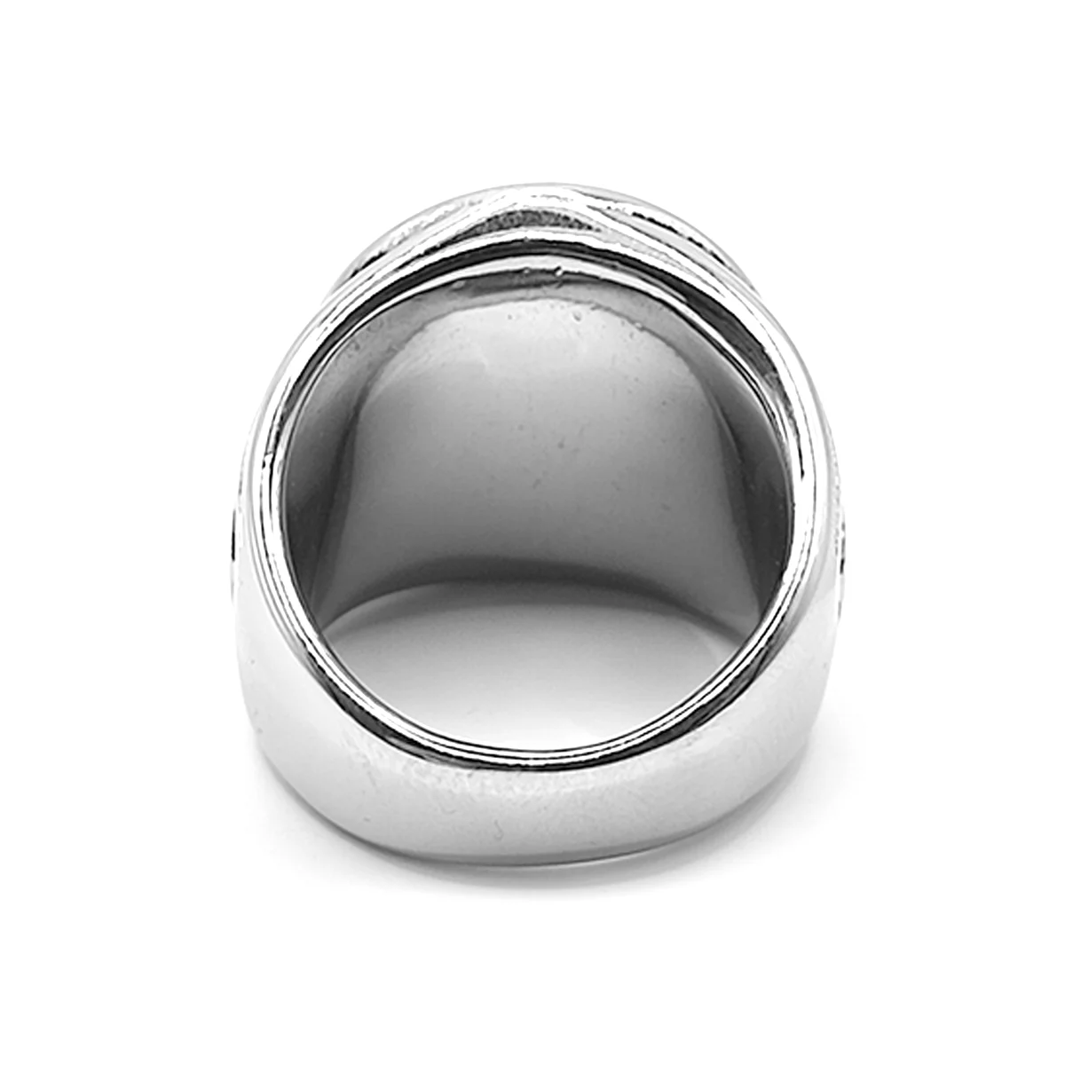 Anillo Acero Plateado Hombre Cruz San Benito Proteccion