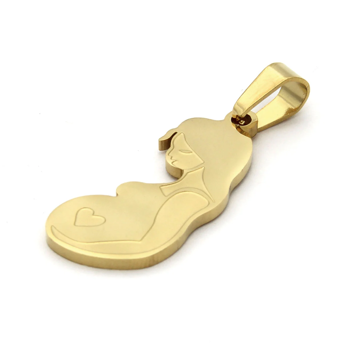 Dije Acero Inoxidable Dorado Mujer Embarazada Corazon