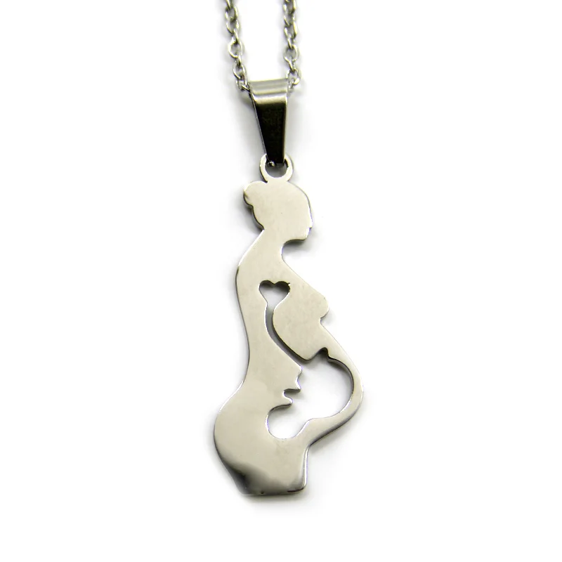 Collar Acero Plateado Mujer Embarazo Bebé