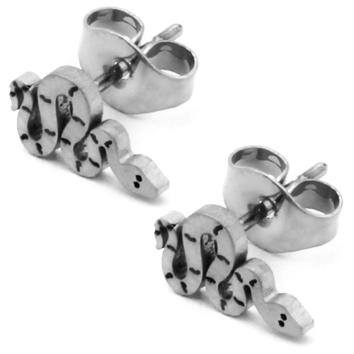 Set Joyeria Acero Plateado Serpiente Vibora Enroscada