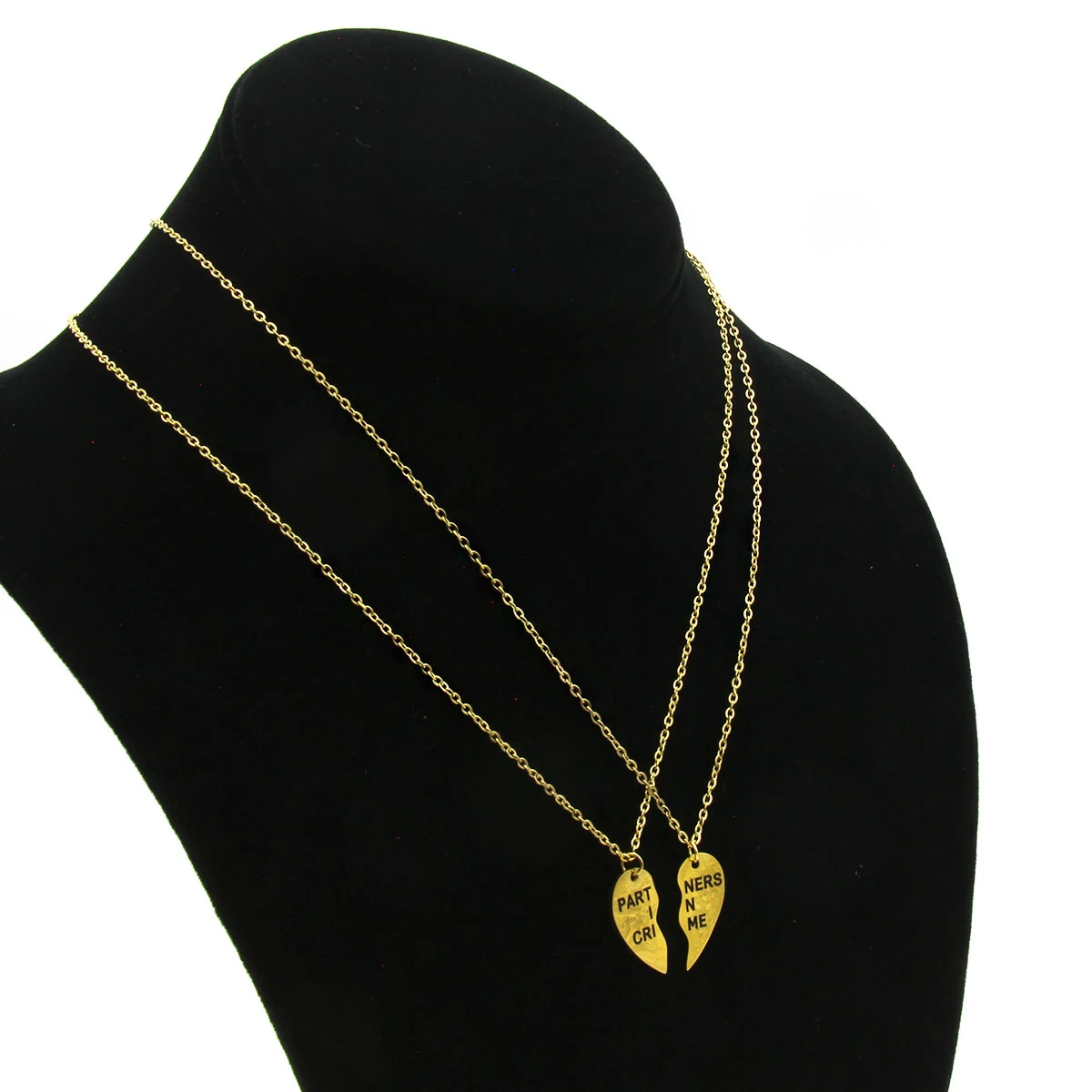 Collar Acero Dorado Corazon Partido Pareja Duo Complices