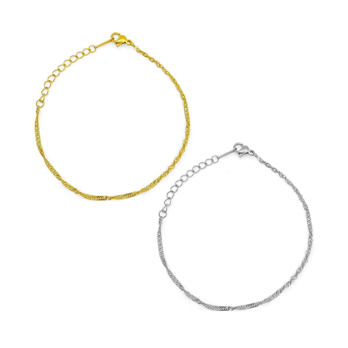 Pulsera Acero Inox Delgada Sencilla Tipo Twist 2 mm