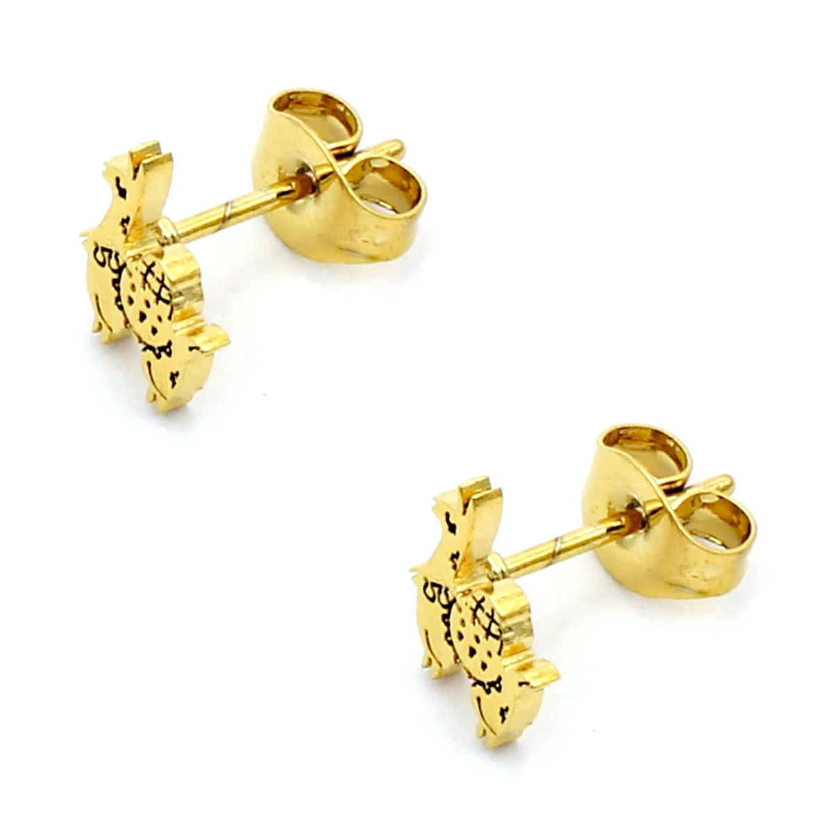 Aretes Acero Inox Dorado Tipo Broquel Llama Andina