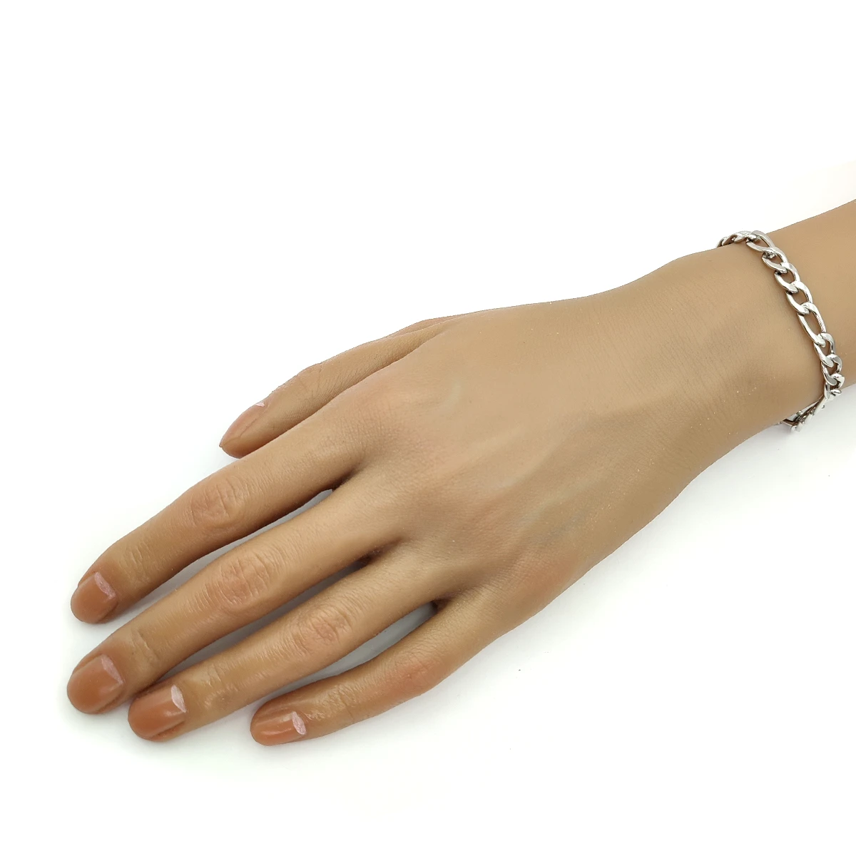 Pulsera Acero Plateado Clásica 3x1 Figaro Clásica 7 mm