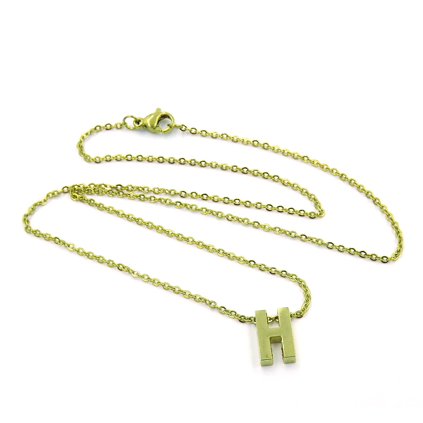 Collar Acero Inoxidable Dorado Letra H Pequeña Nice