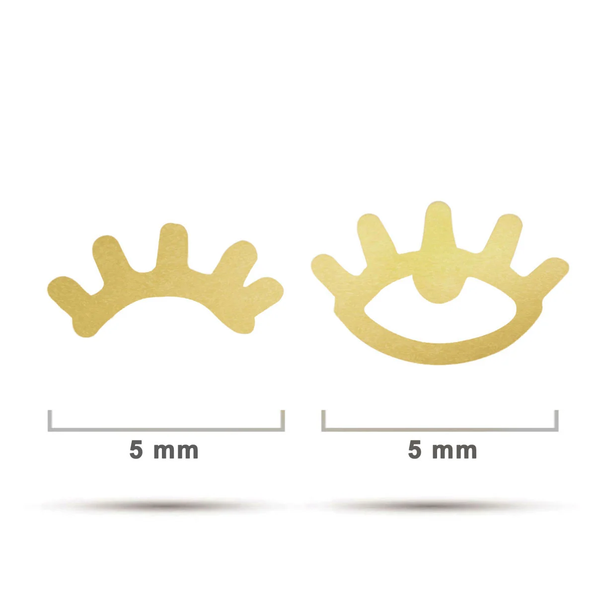Arete Tipo Broquel Acero Dorado Pequeños Ojos Lisos