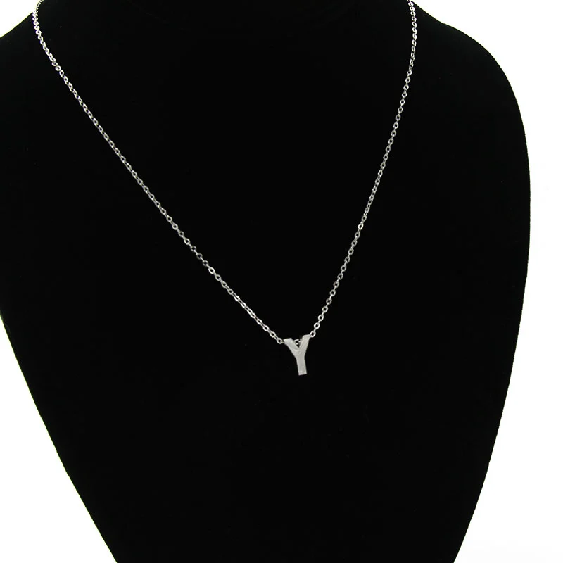 Collar Acero Inoxidable Plateado Letra Y Pequeña Nice