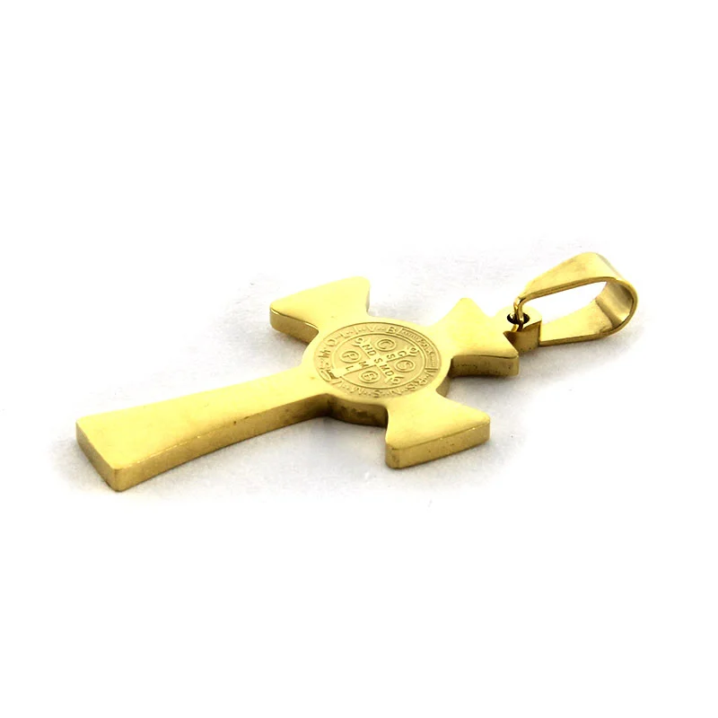 Dije Acero Dorado Cruz Bizantina San Benito 31mm x 20mm
