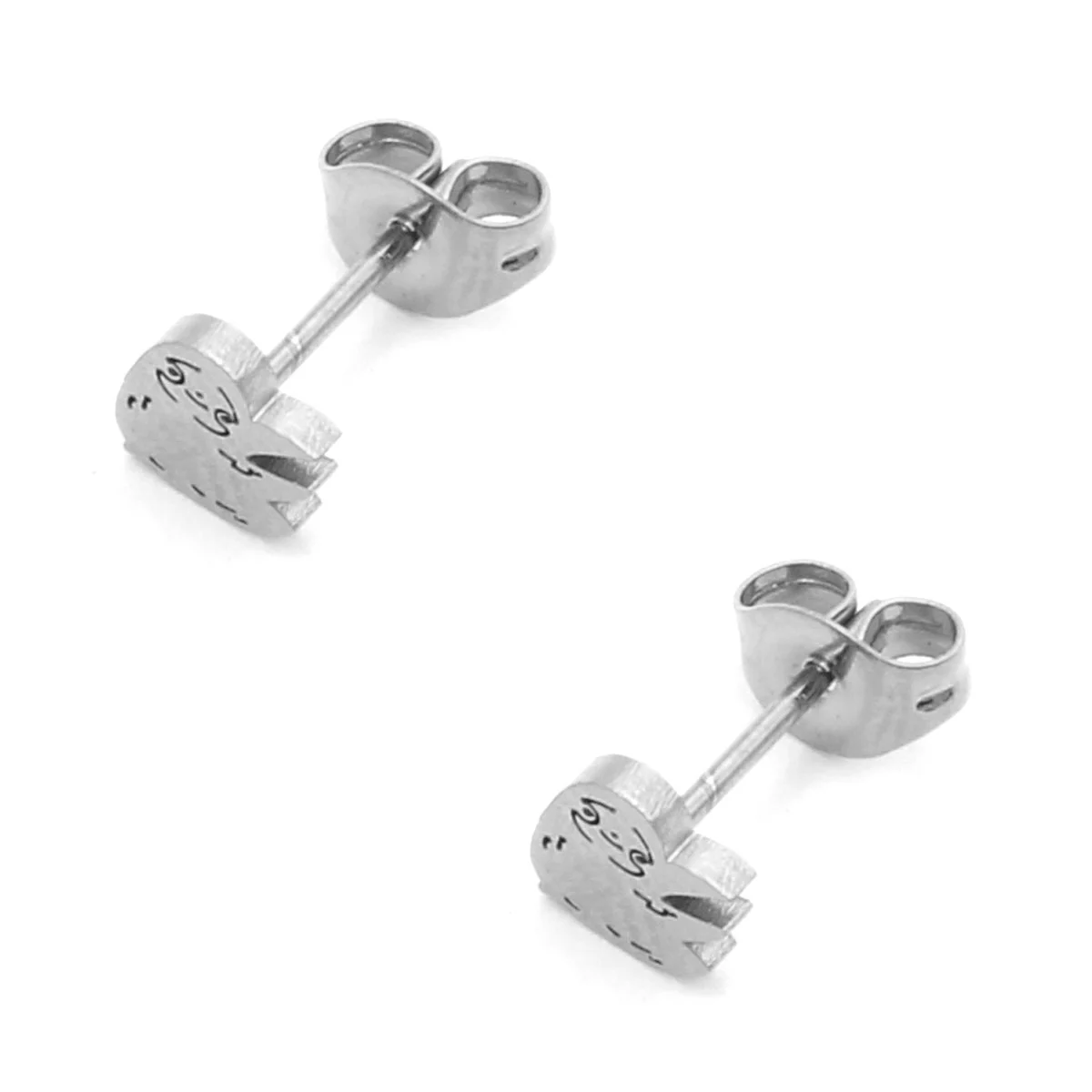 Aretes Acero Inox Plateado Tipo Broquel Perezoso Tierno