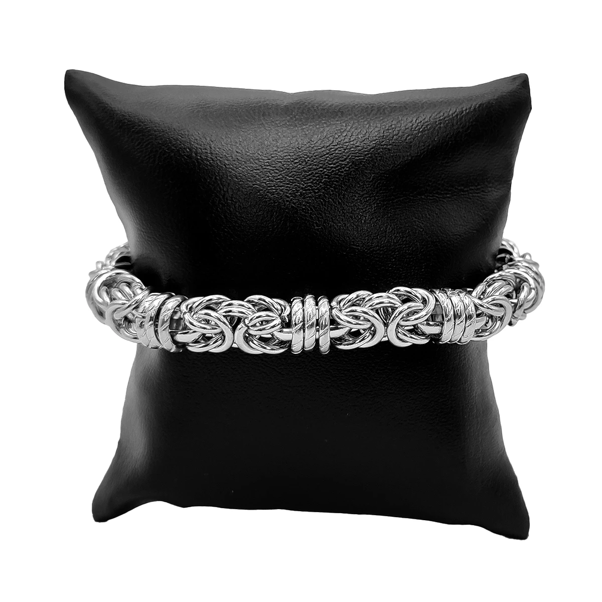 Pulsera Acero Plateado Esclava Nudos Alambre Gruesa