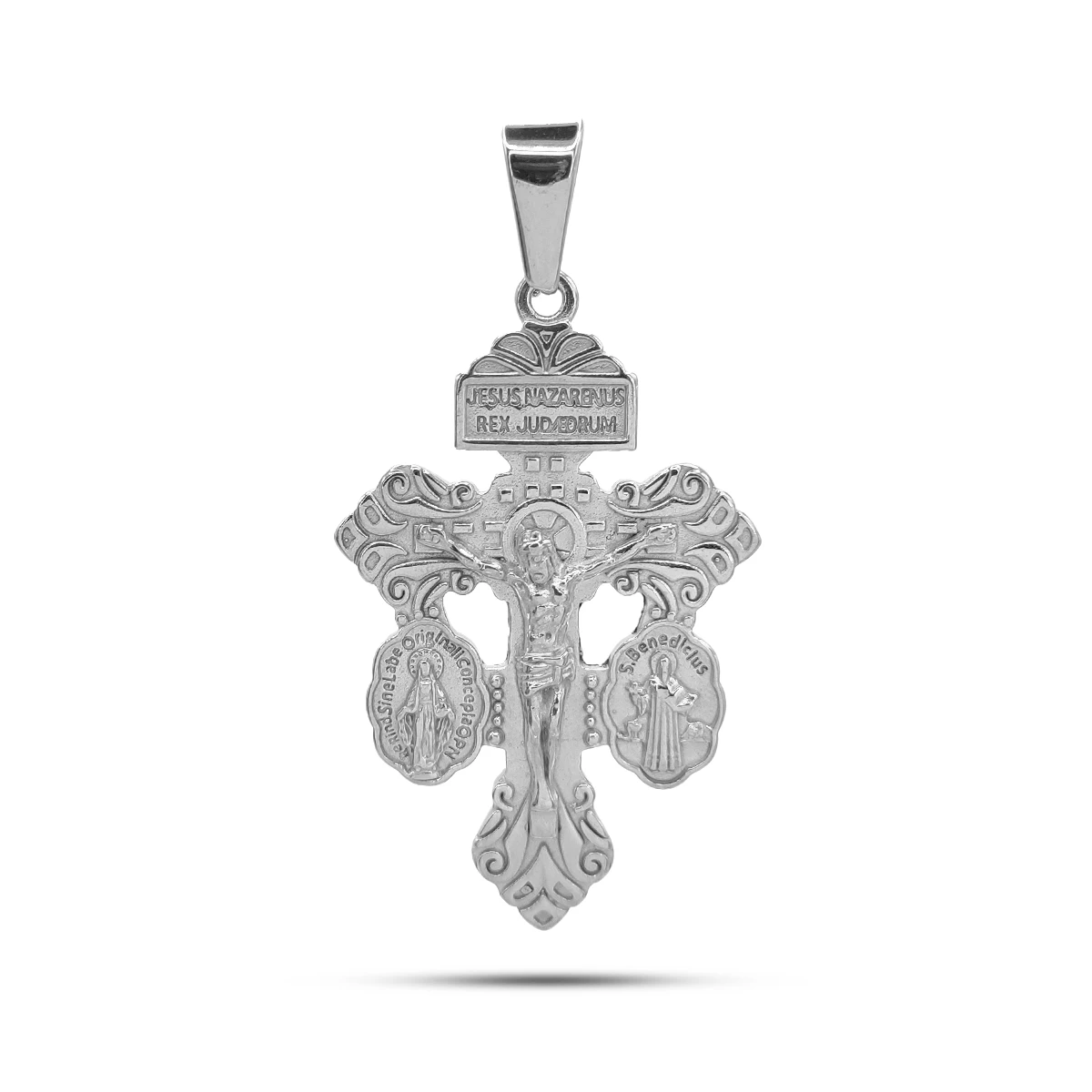 Dije Acero Cruz del Perdón San Benito Virgen Milagrosa