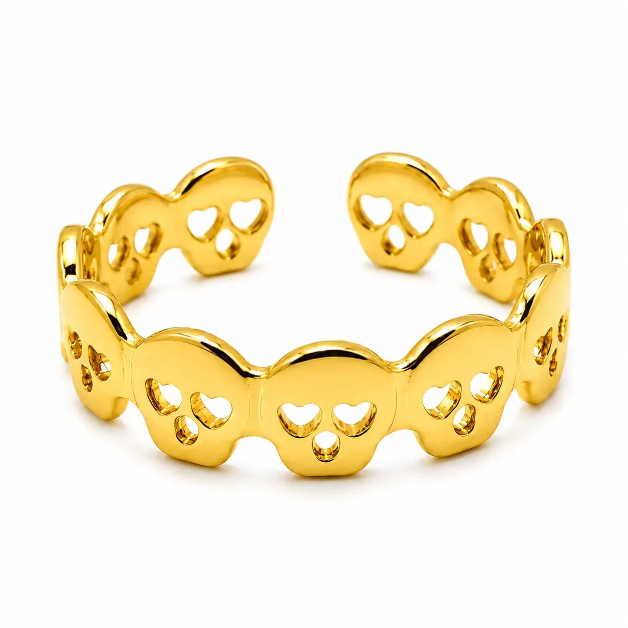 Anillo Acero Inox Calaveras Ojo Corazon 5mm Ajustable