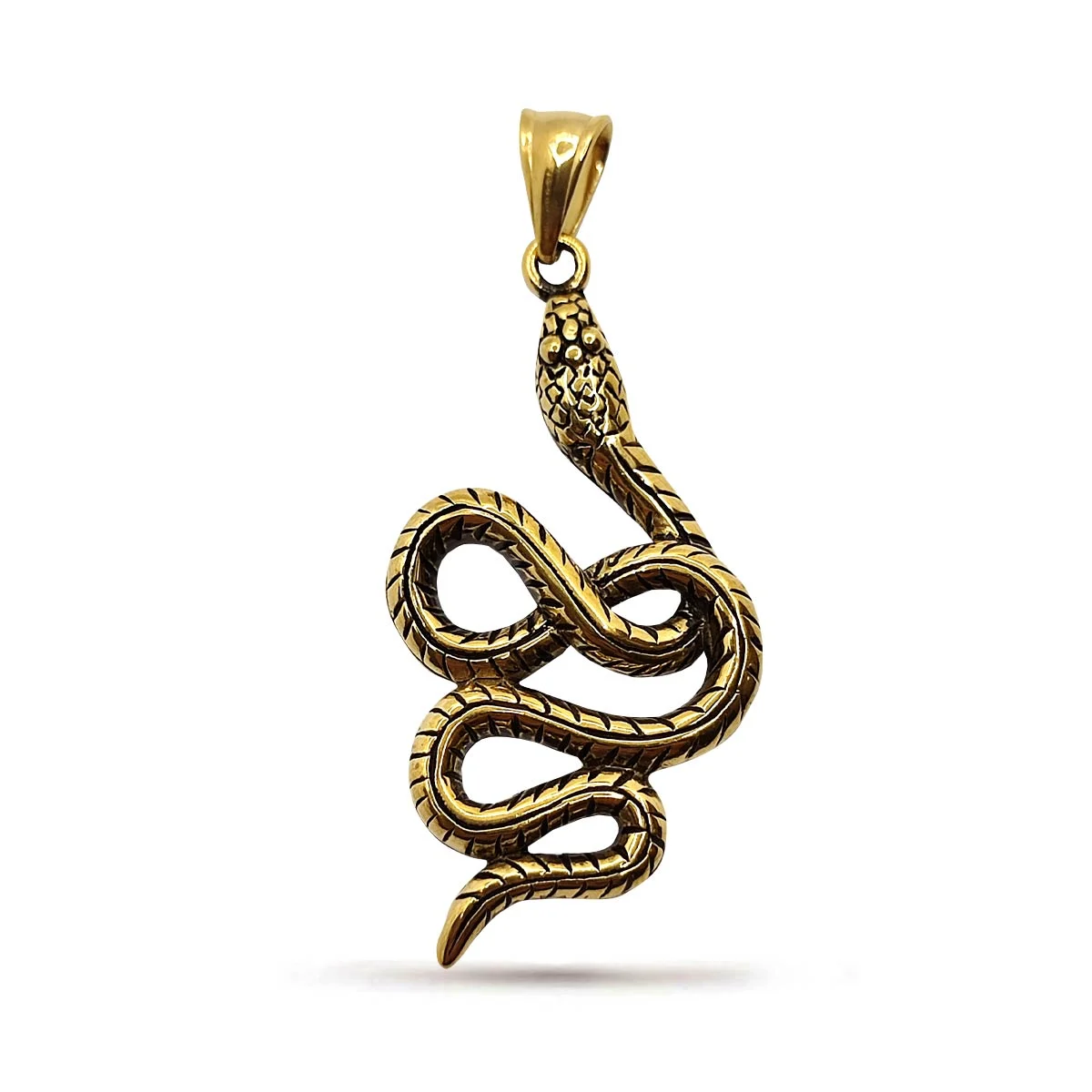 Dije Acero Dorado Serpiente Víbora Enroscada Renacimiento