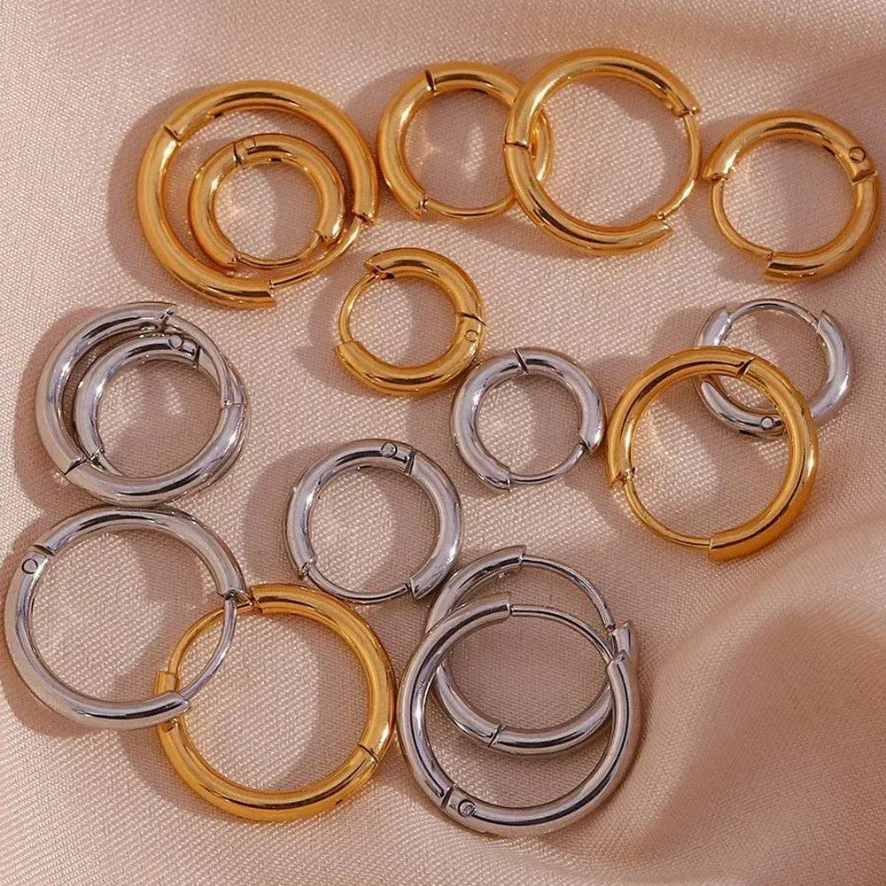Aretes Acero Tipo Pendiente Huggies Aro Clásica 12 mm