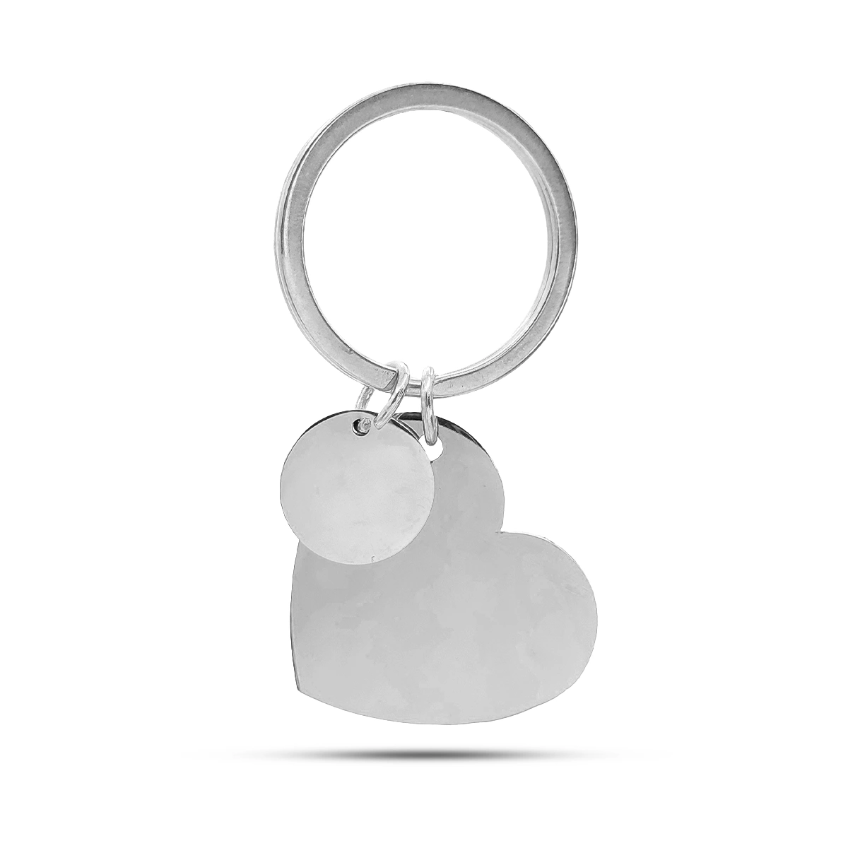 Llavero Acero Inoxidable Corazón y Círculo Para Grabado