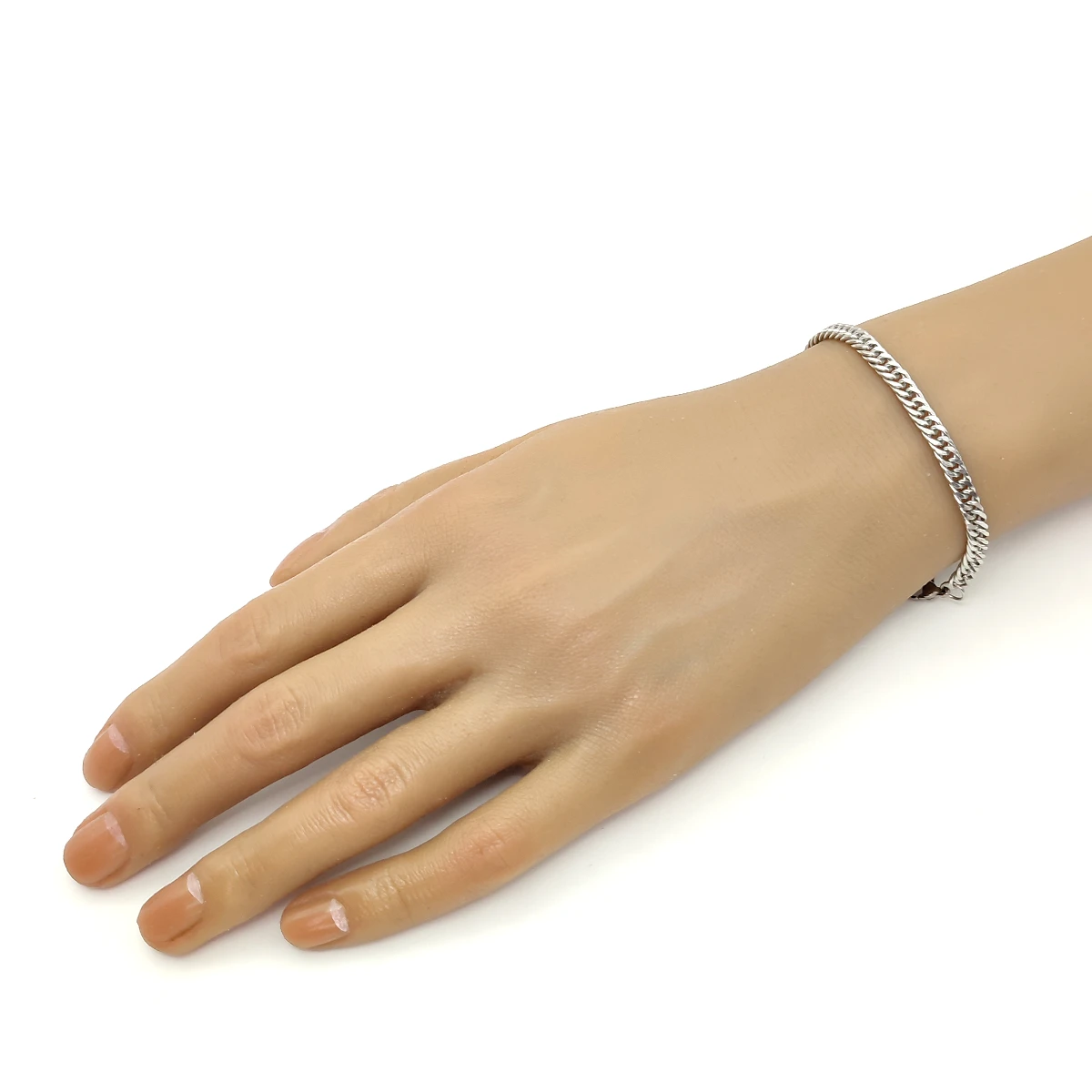 Pulsera Acero Plateado Esclava Cubana Continua 5 mm