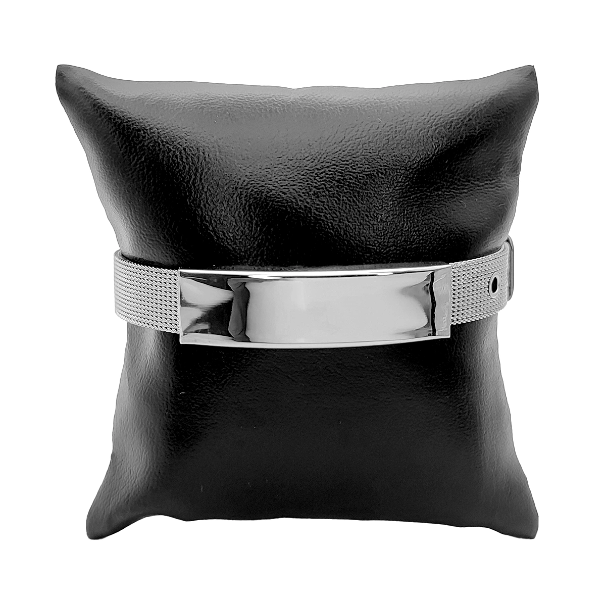 Pulsera Acero Plateado Tipo Cinturón Placa Para grabado