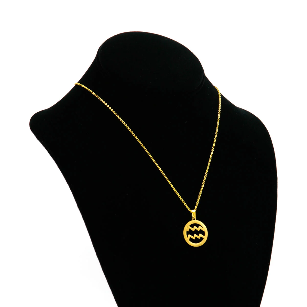 Set Joyeria Acero Dorado Signo Zodiacal Acuario Horoscopo