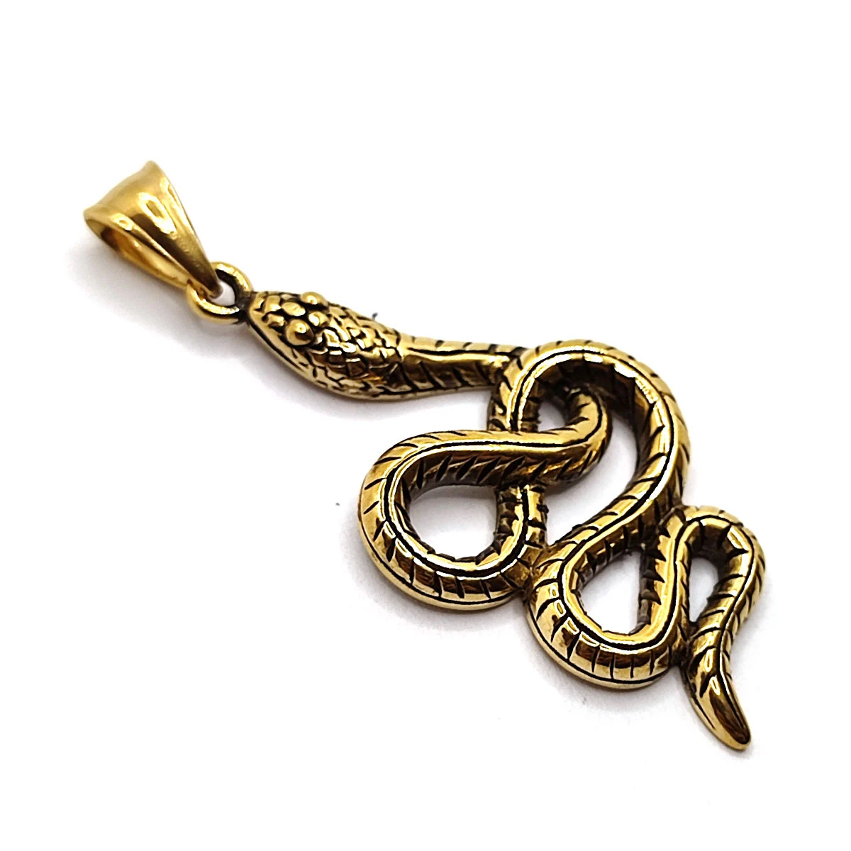 Dije Acero Dorado Serpiente Víbora Enroscada Renacimiento