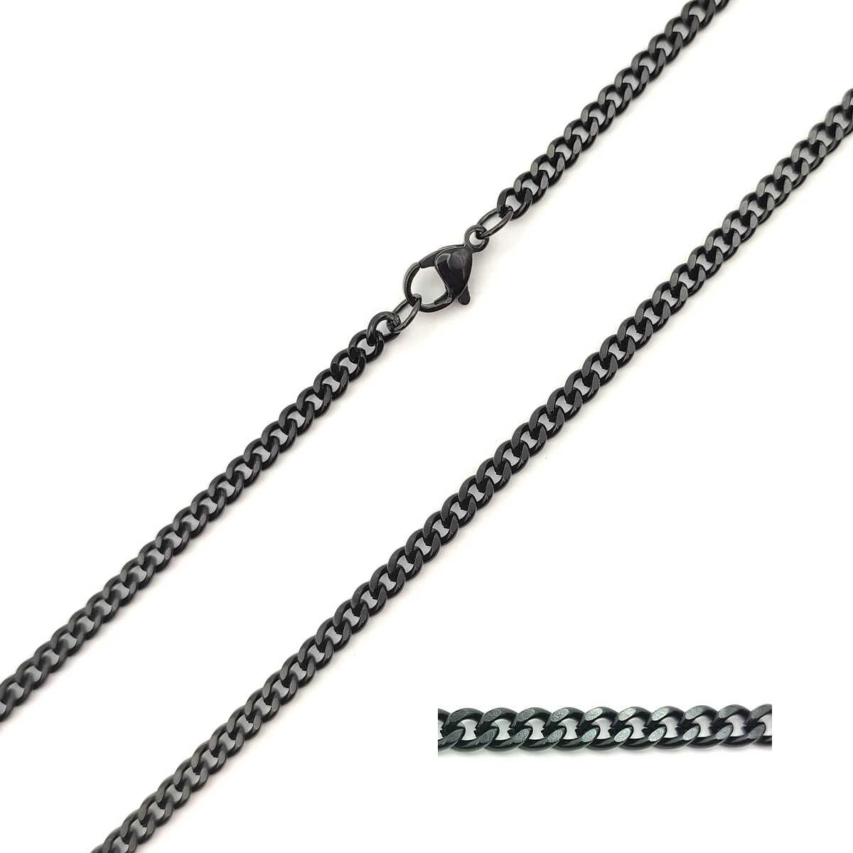 Cadena Acero Para Dije Eslabón Simple Cubano  3.5 mm