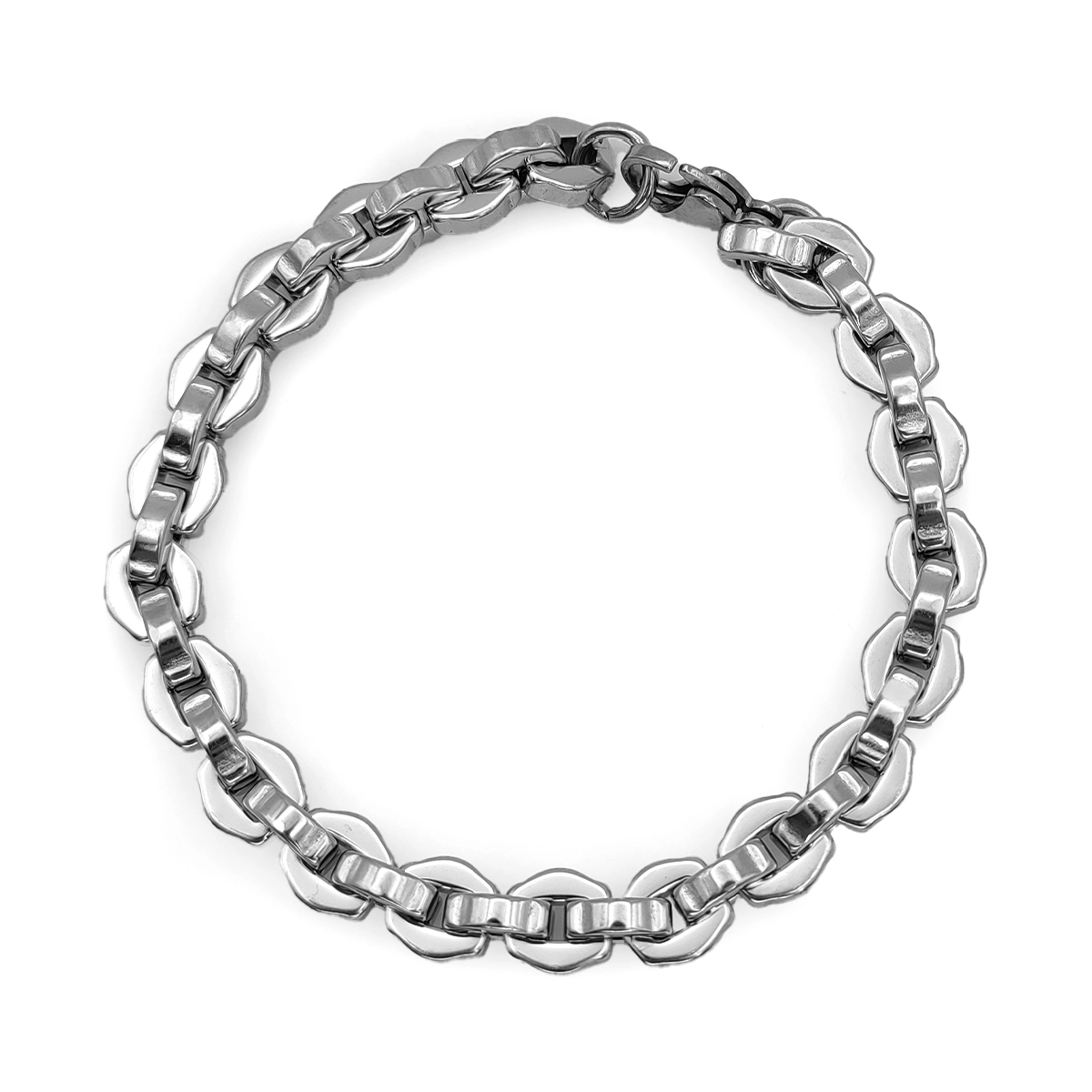 Pulsera Acero Plateado  Esclava Semi Circulo Entrelazado