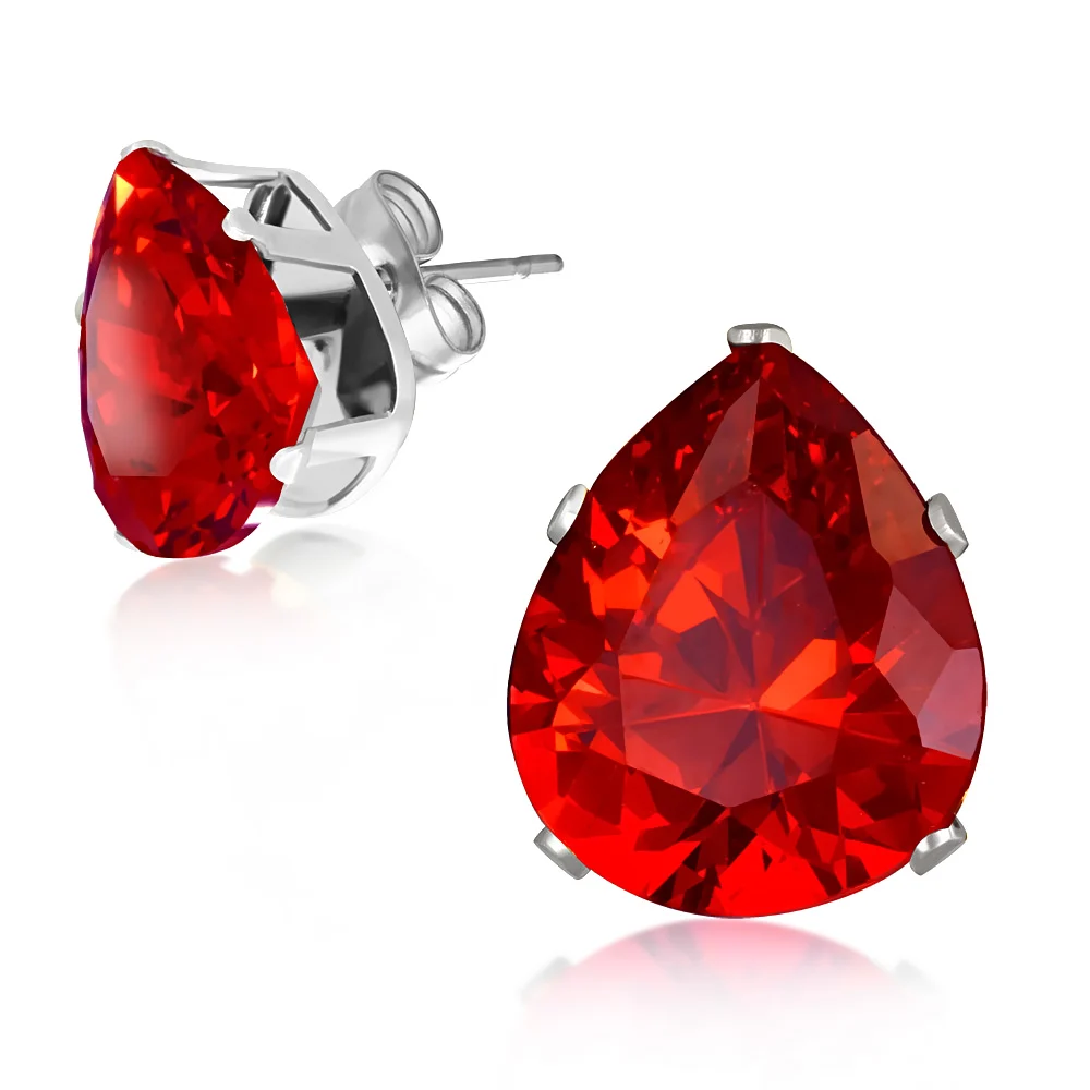 Broqueles de Acero Lágrima de Zirconia Naranja