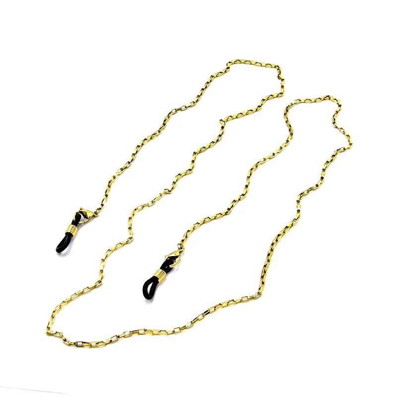 Cadena Lentes  Acero Inoxidable Dorado Rectangular 2mm