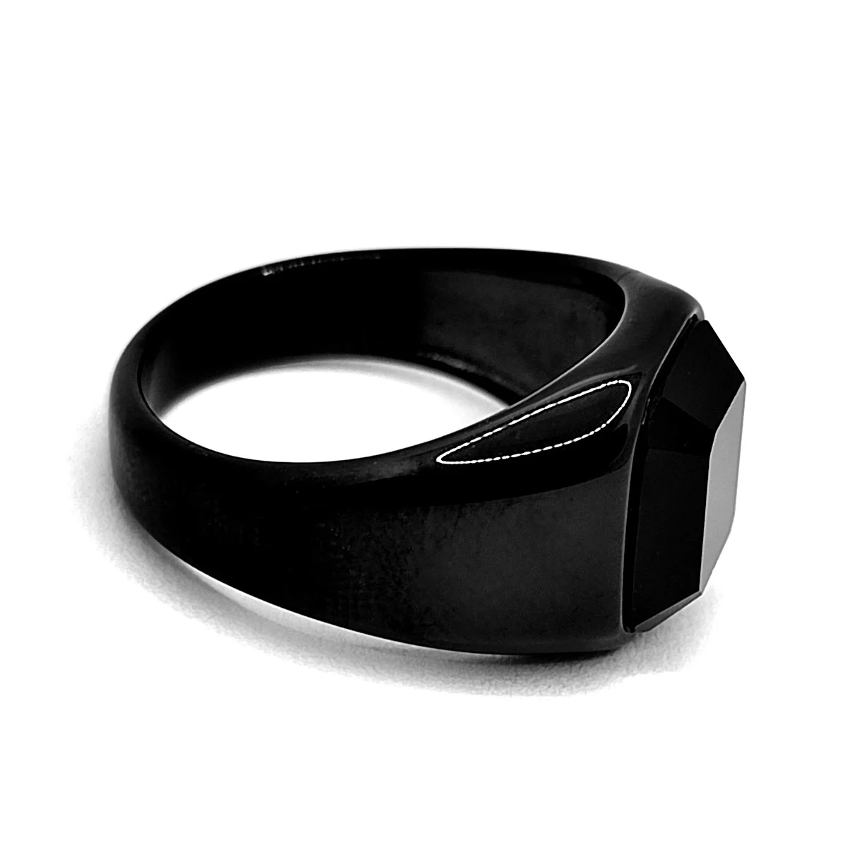 Anillo Acero Inox Zirconia Negro Caballero Elegante Rudo
