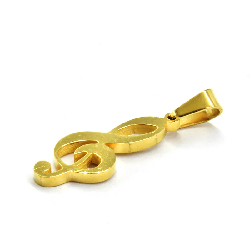 Dije Acero Inoxidable Dorado Quinta Nota Musical Sol