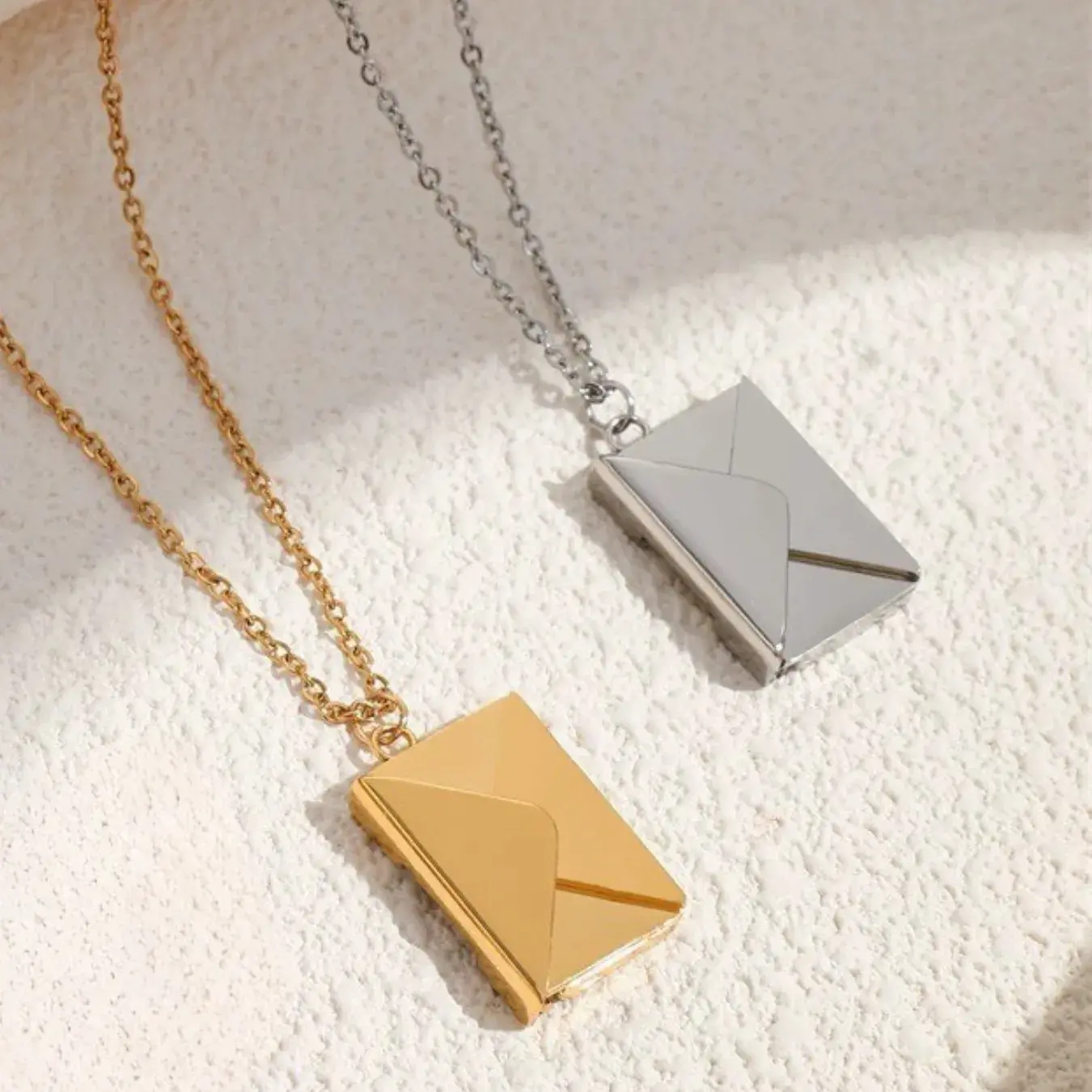 Collar Acero Sobre Carta Love You Para Grabado
