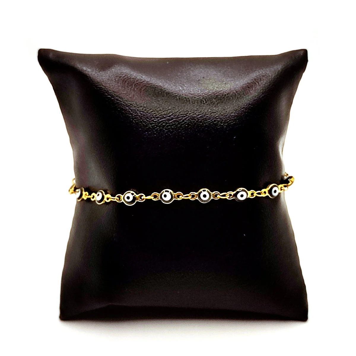 Pulsera Acero Dorado Ojo Turco Nazar Negro 4 mm Poder