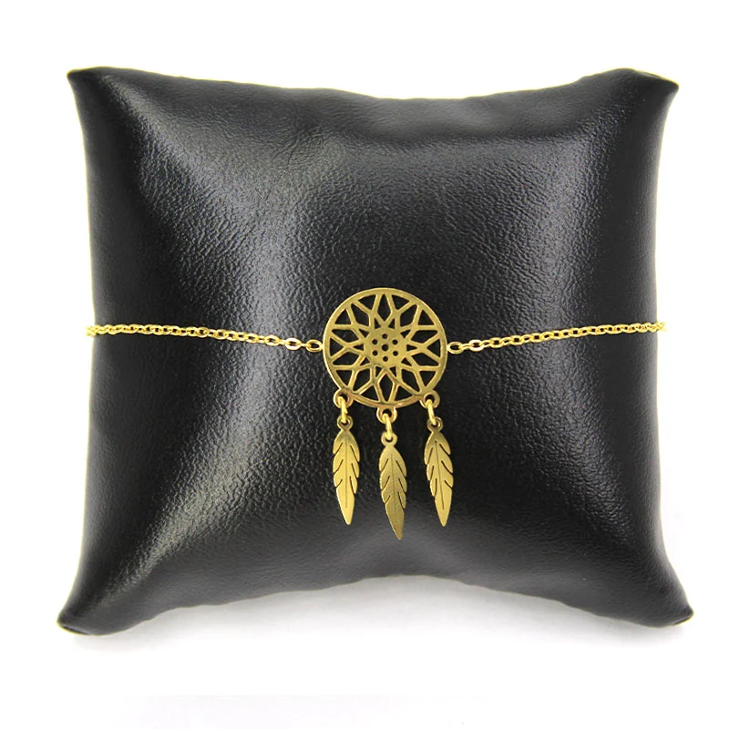 Pulsera Acero Inox Dorado Atrapa Sueños Rueda Vida