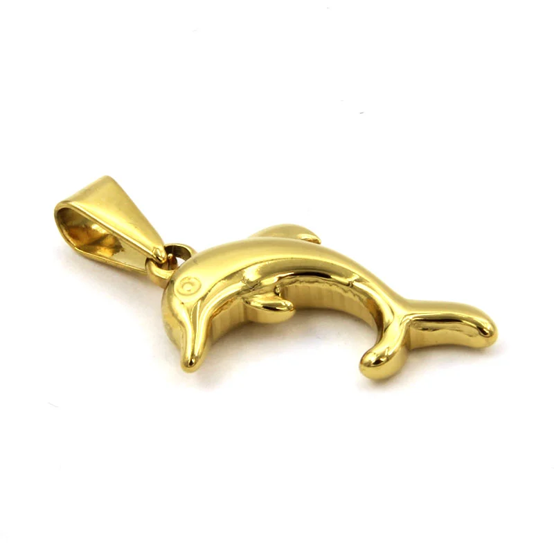 Dije Acero Inox Dorado Delfin Simbolo Proteccion Suerte