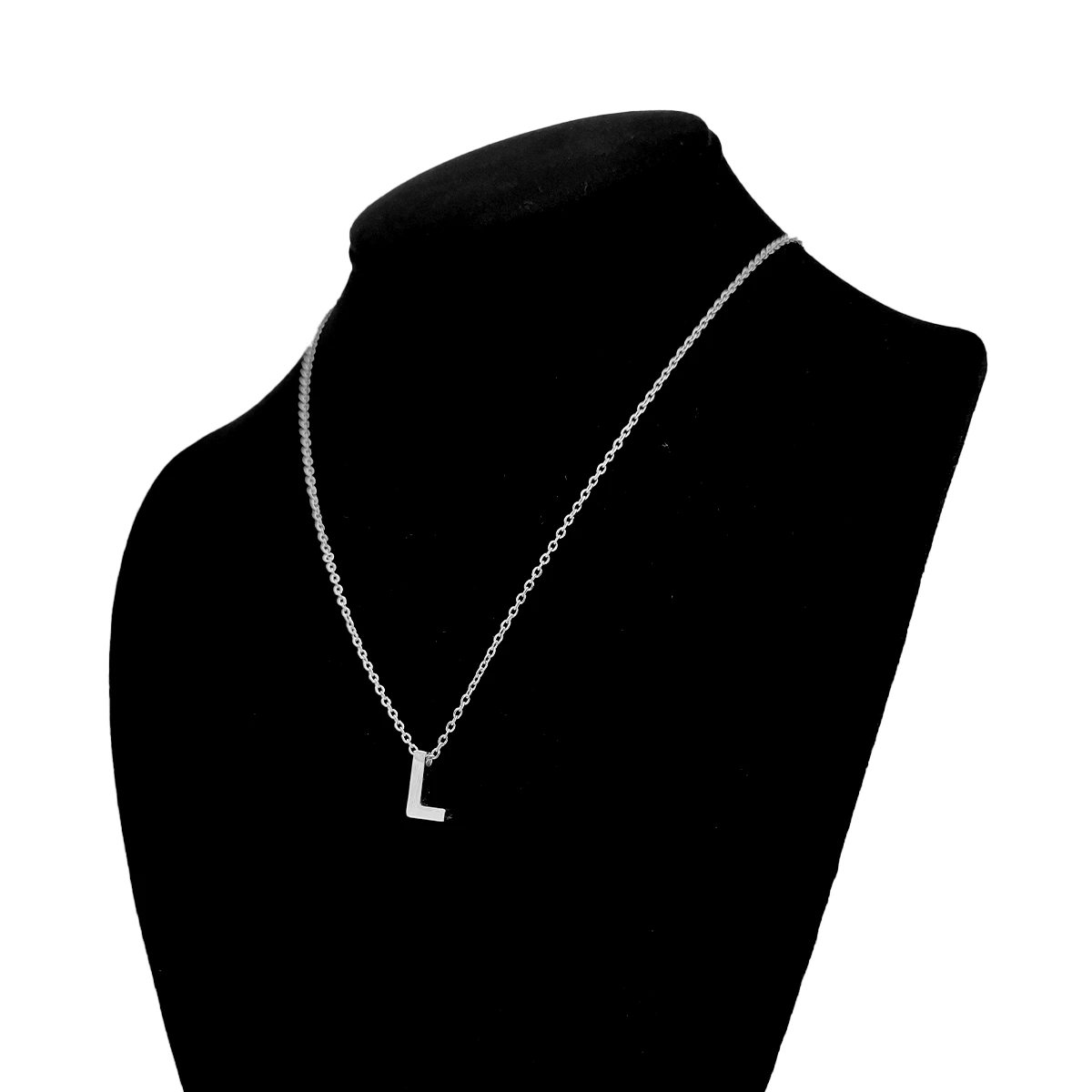 Collar Acero Inoxidable Plateado Letra L Pequeña Nice
