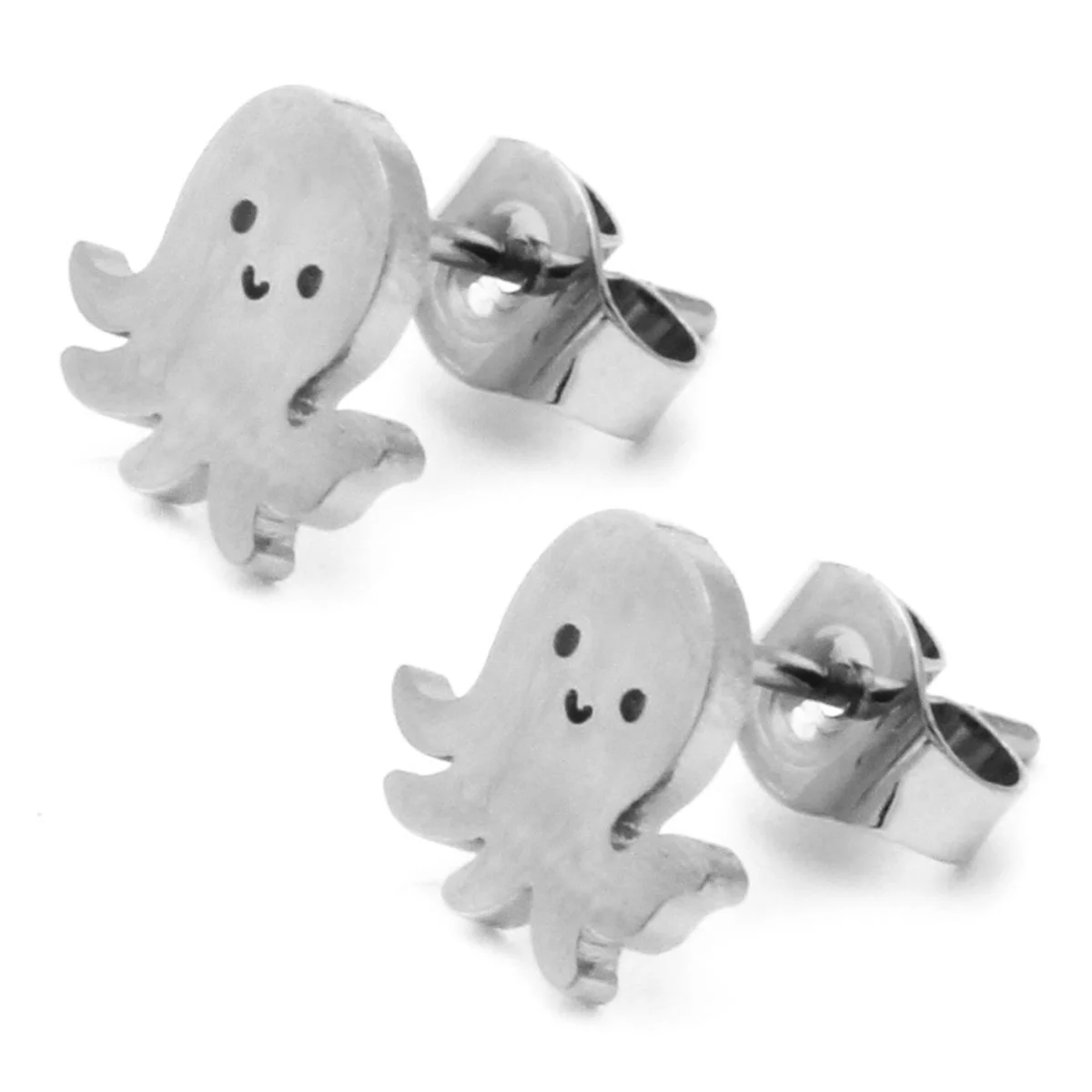 Set Joyeria Acero Plateado Pulpo Pulpito Feliz Sonrisa