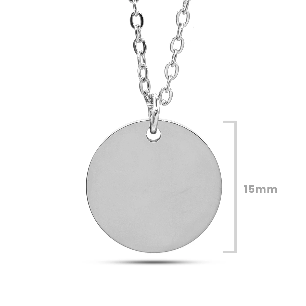 Collar Acero Inox Placa Circular Lisa Para Grabado Laser